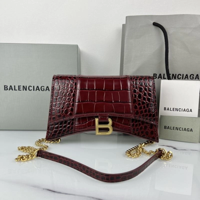 Balenciaga 23cm Hourglass B Chain Crossbody Bag - Iconic Half-Moon Design Soft 78648