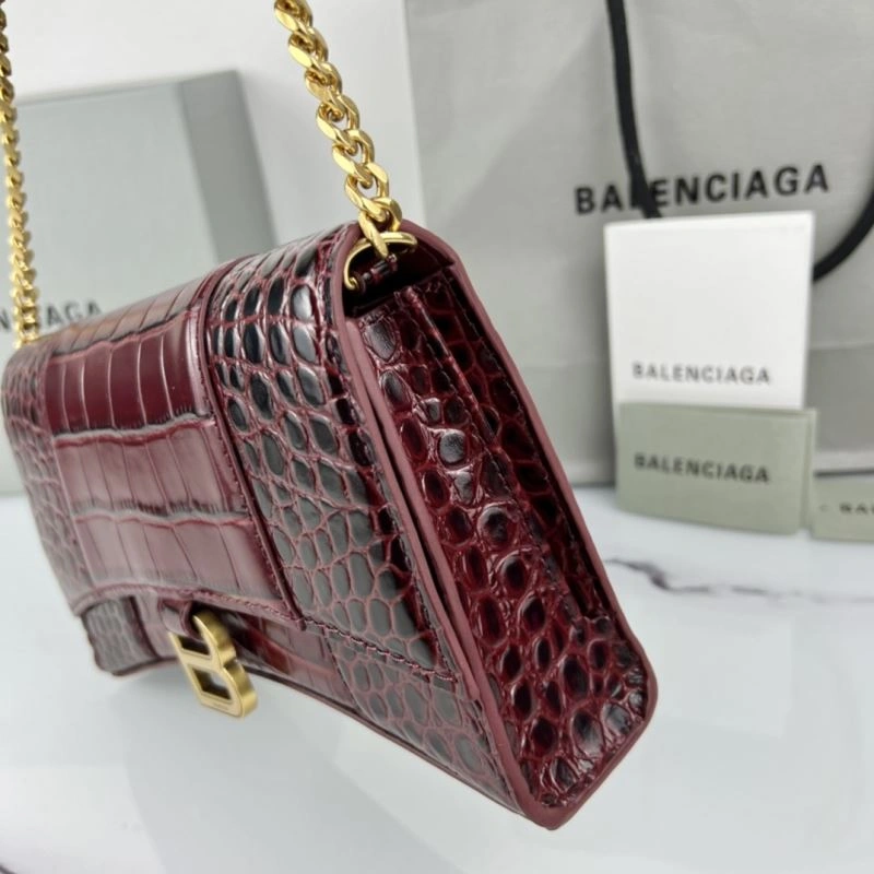 Balenciaga 23cm Hourglass B Chain Crossbody Bag - Iconic Half-Moon Design Soft 78648