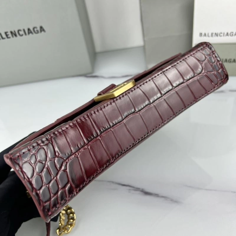 Balenciaga 23cm Hourglass B Chain Crossbody Bag - Iconic Half-Moon Design Soft 78648