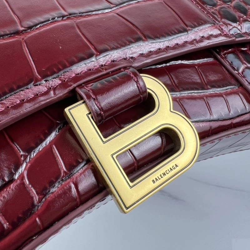 Balenciaga 23cm Hourglass B Chain Crossbody Bag - Iconic Half-Moon Design Soft 78648