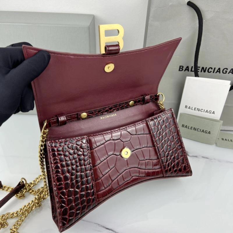 Balenciaga 23cm Hourglass B Chain Crossbody Bag - Iconic Half-Moon Design Soft 78648