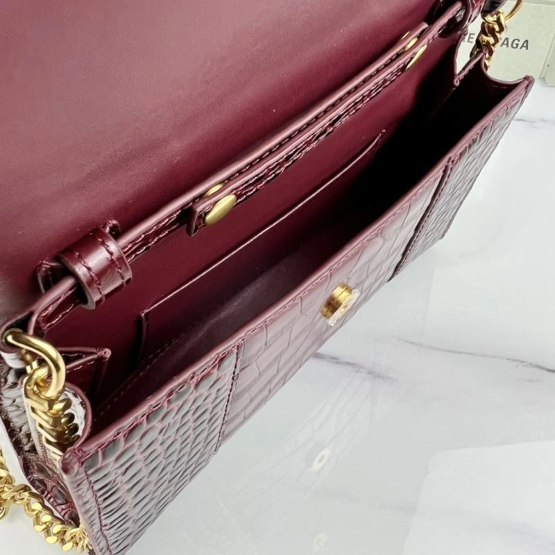 Balenciaga 23cm Hourglass B Chain Crossbody Bag - Iconic Half-Moon Design Soft 78648