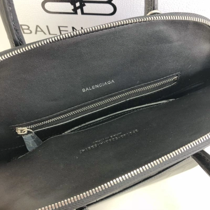 Reliable Balenciaga 26cm Black Crocodile Pattern Shell Bag with Strap 78558