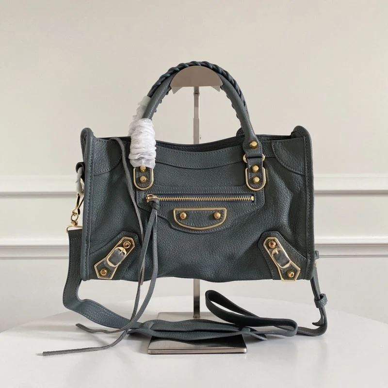 Balenciaga Antique Gold Studded Goat Leather Motorcycle Bag -Balenciaga Trendy 38316