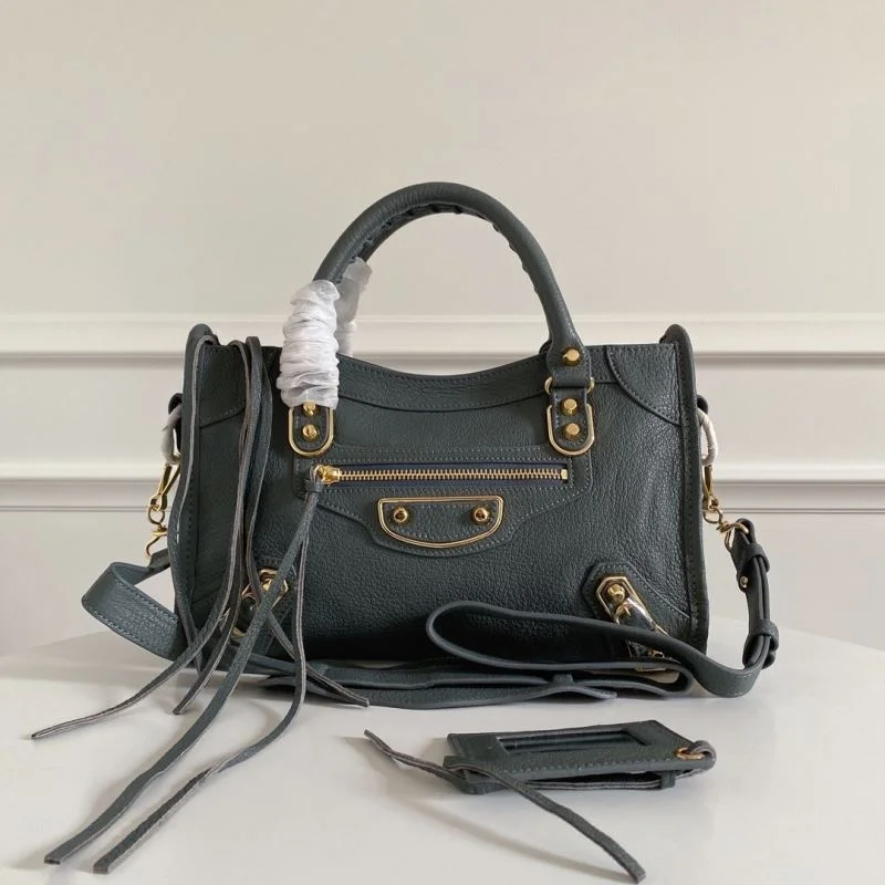 Balenciaga Antique Gold Studded Goat Leather Motorcycle Bag -Balenciaga Trendy 38316