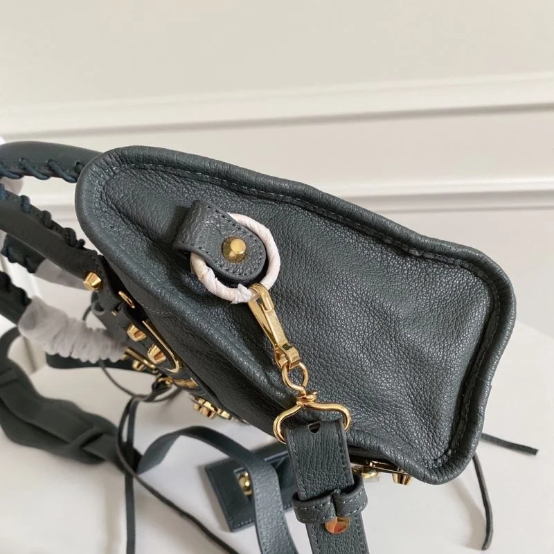 Balenciaga Antique Gold Studded Goat Leather Motorcycle Bag -Balenciaga Trendy 38316