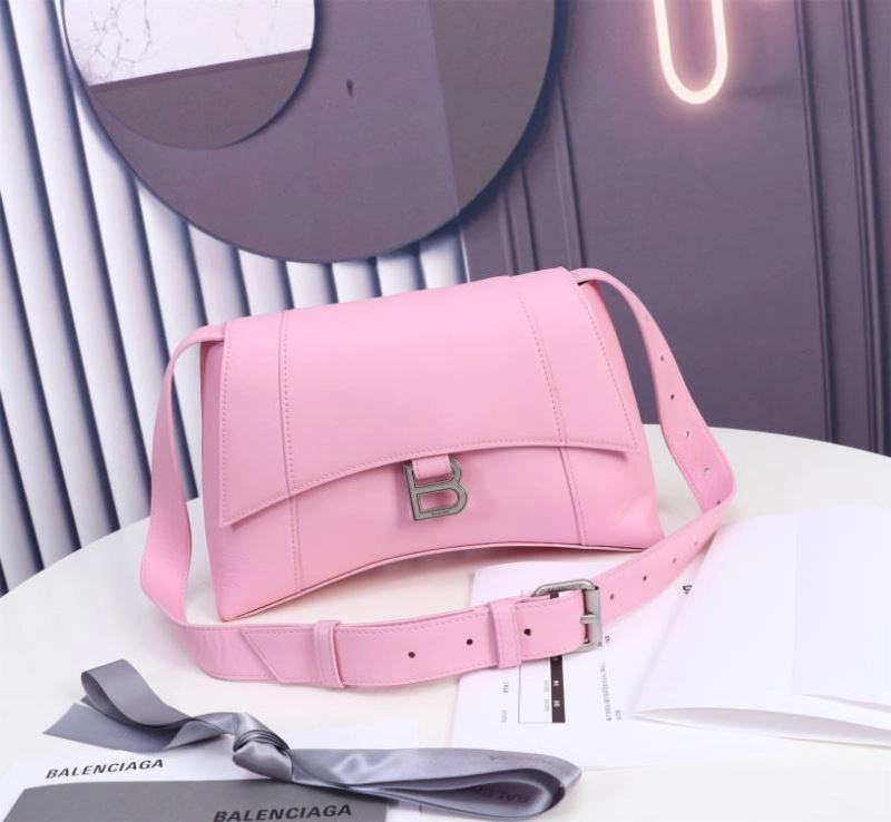 Balenciaga Arc Shape Sakura Pink Hourglass Bag with Embossed Texture StreetReady 75315