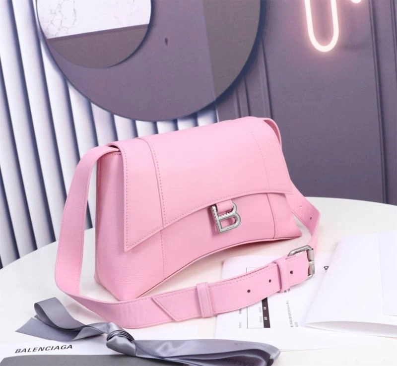 Balenciaga Arc Shape Sakura Pink Hourglass Bag with Embossed Texture StreetReady 75315