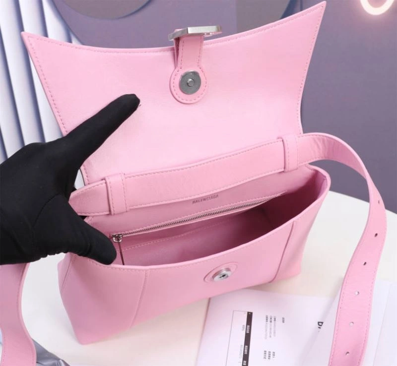 Balenciaga Arc Shape Sakura Pink Hourglass Bag with Embossed Texture StreetReady 75315