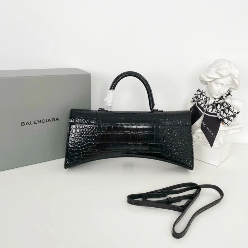 Packable Balenciaga Arc-Shaped Hourglass Plus Crocodile Leather Bag 72623