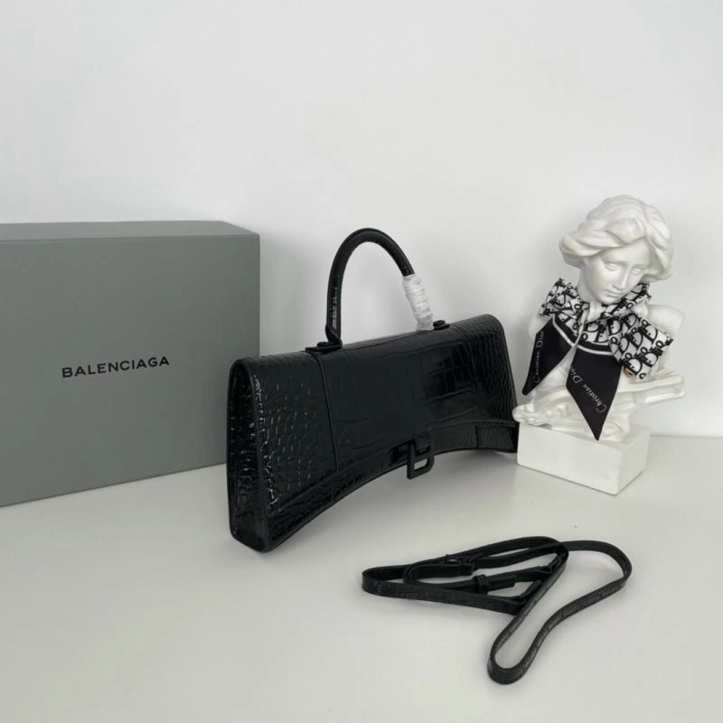 Packable Balenciaga Arc-Shaped Hourglass Plus Crocodile Leather Bag 72623