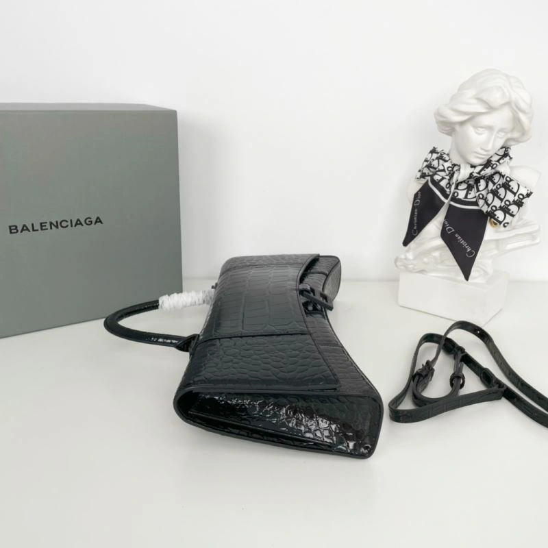Packable Balenciaga Arc-Shaped Hourglass Plus Crocodile Leather Bag 72623