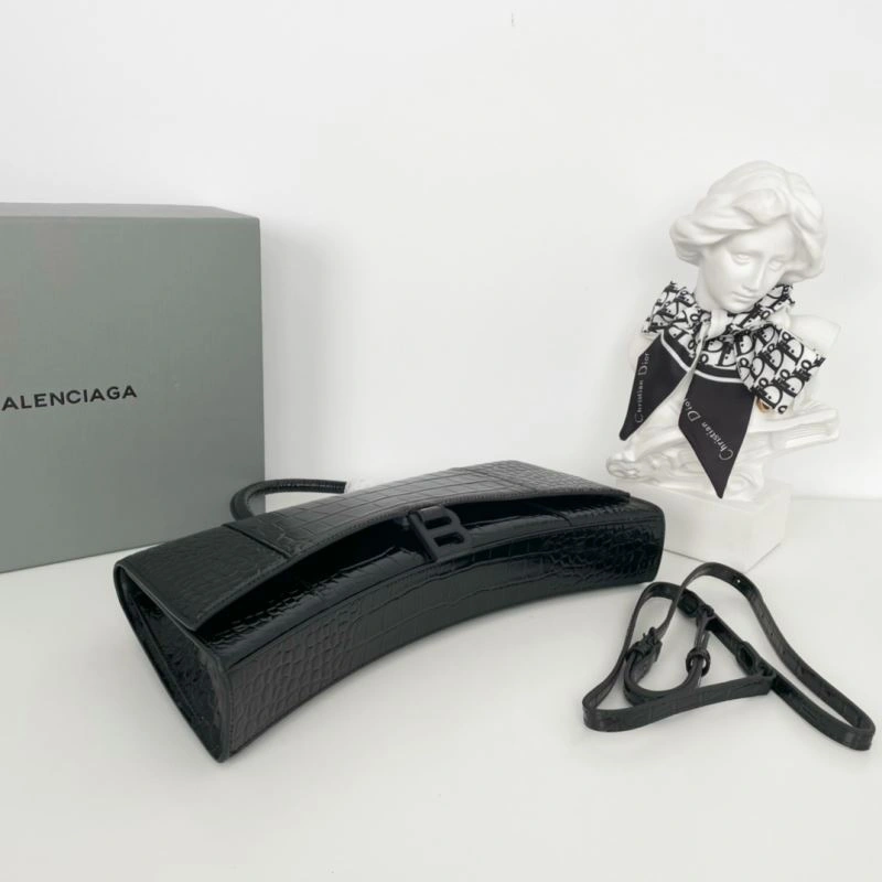 Packable Balenciaga Arc-Shaped Hourglass Plus Crocodile Leather Bag 72623