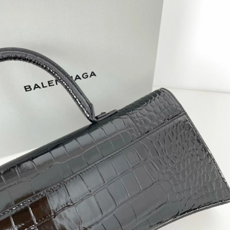 Packable Balenciaga Arc-Shaped Hourglass Plus Crocodile Leather Bag 72623