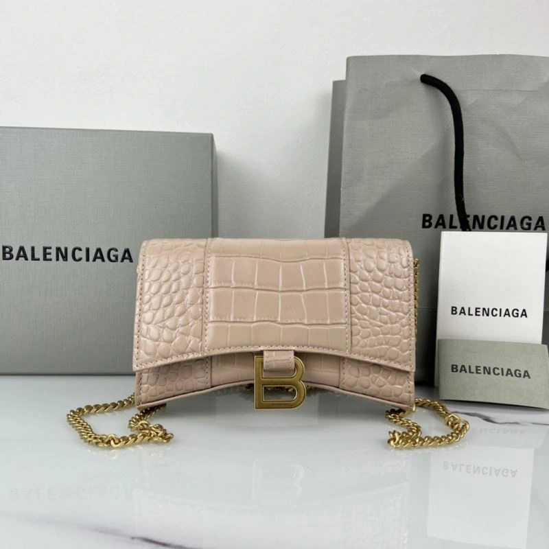 Colorful Balenciaga B Brand 19cm Hourglass Crescent Chain Crossbody Bag 78653