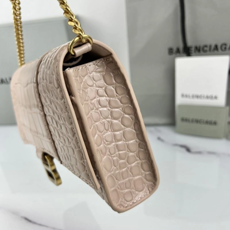 Colorful Balenciaga B Brand 19cm Hourglass Crescent Chain Crossbody Bag 78653
