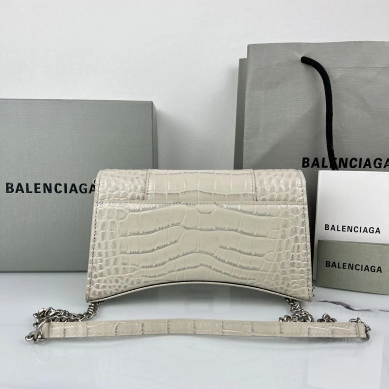 Stretchable Balenciaga B Brand Hourglass Mini Chain Crossbody Bag in Cowhide 78640