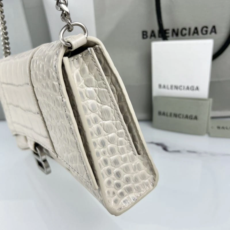 Stretchable Balenciaga B Brand Hourglass Mini Chain Crossbody Bag in Cowhide 78640