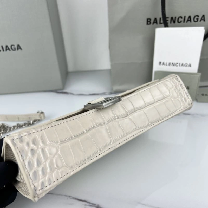 Stretchable Balenciaga B Brand Hourglass Mini Chain Crossbody Bag in Cowhide 78640