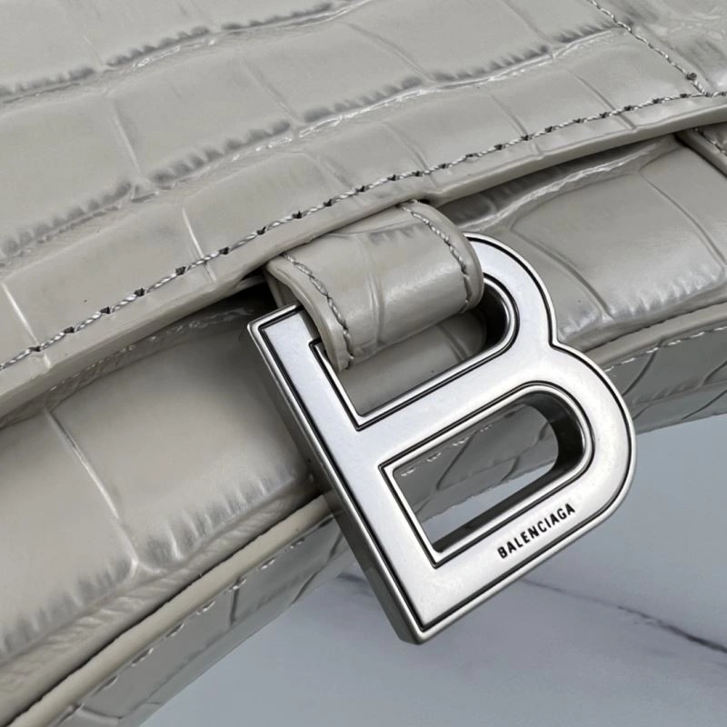 Stretchable Balenciaga B Brand Hourglass Mini Chain Crossbody Bag in Cowhide 78640