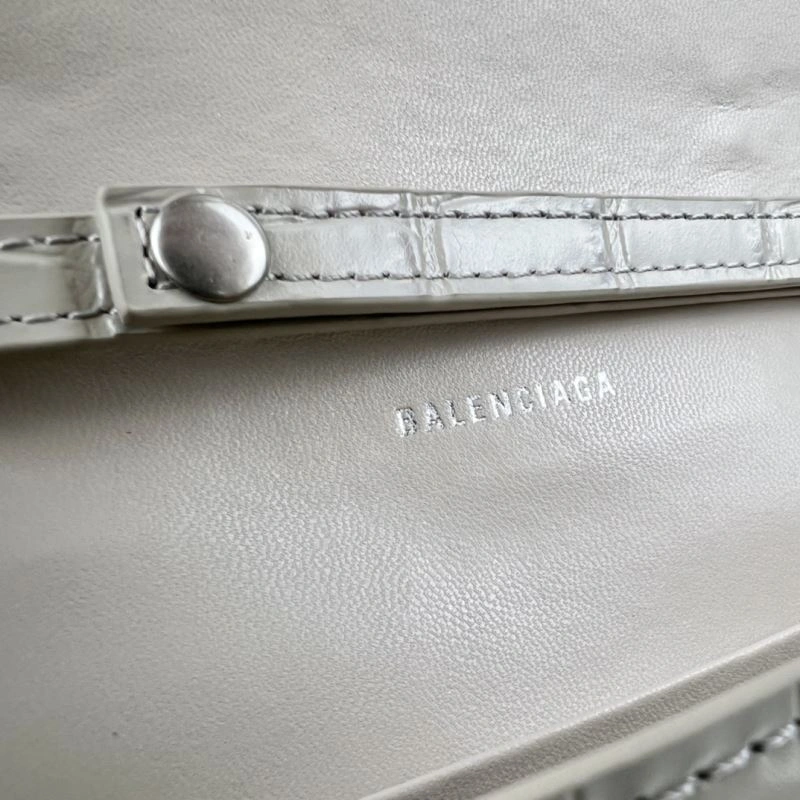 Stretchable Balenciaga B Brand Hourglass Mini Chain Crossbody Bag in Cowhide 78640