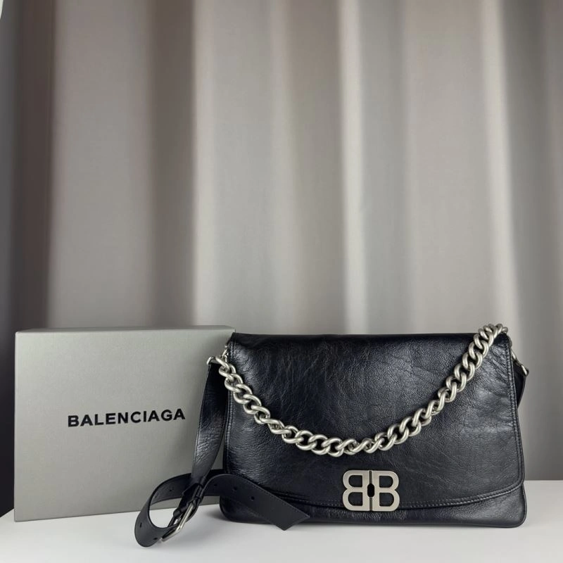 HighQuality Balenciaga BB  Large Black Underarm Bag with Chain Strap 75260