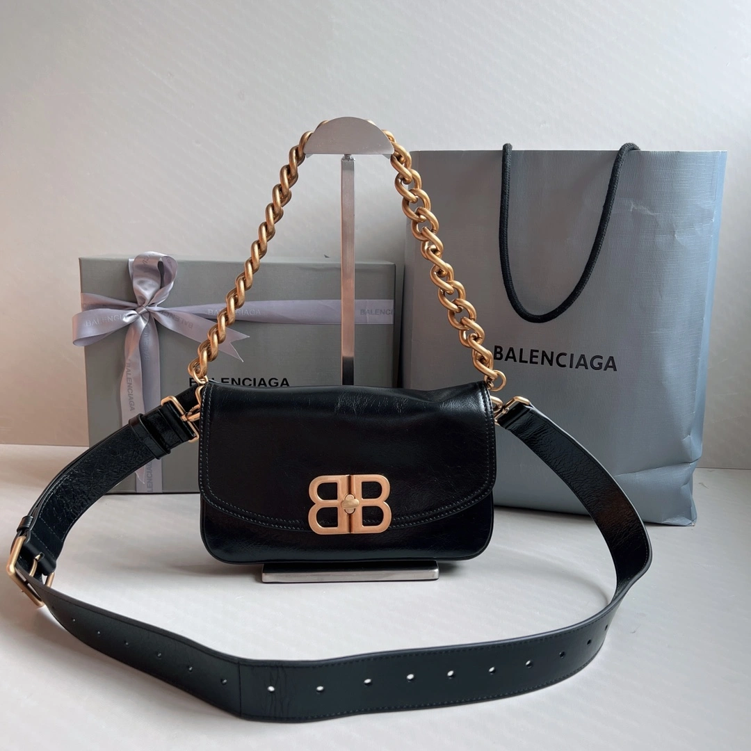 Balenciaga BB  Series Black Chain Underarm Bag Effortless 60883