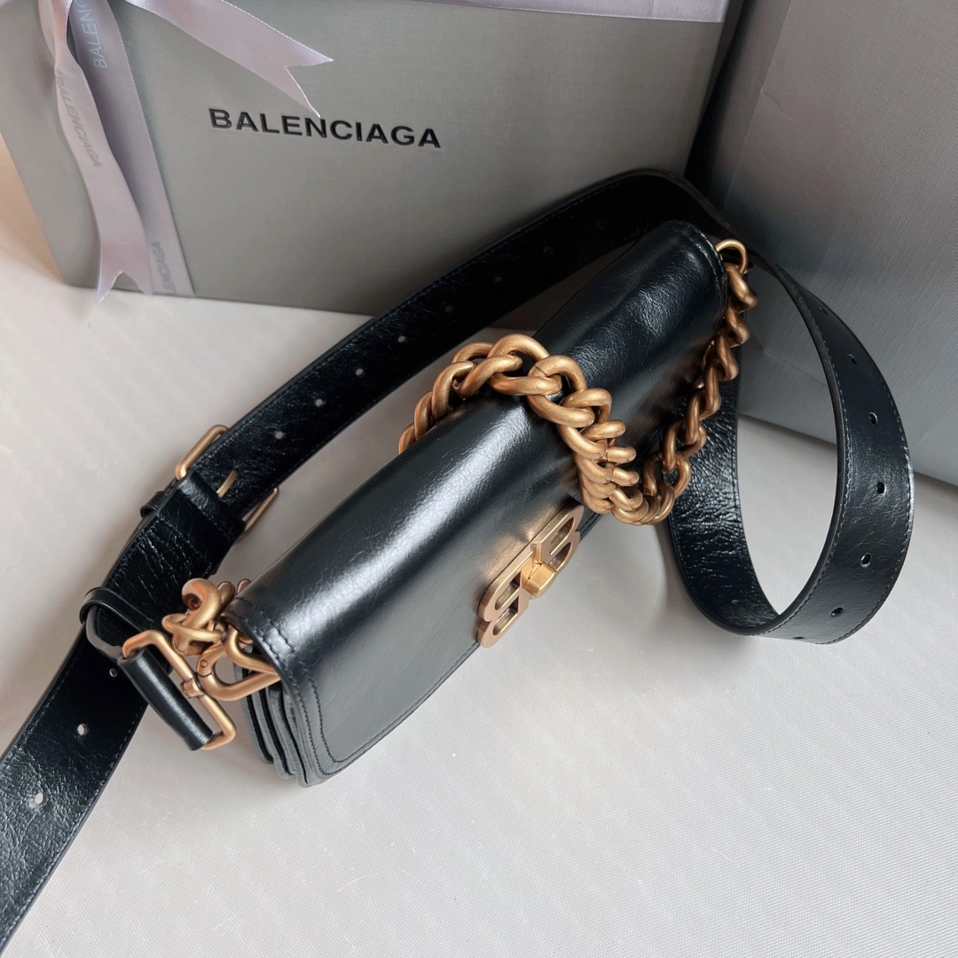 Balenciaga BB  Series Black Chain Underarm Bag Effortless 60883