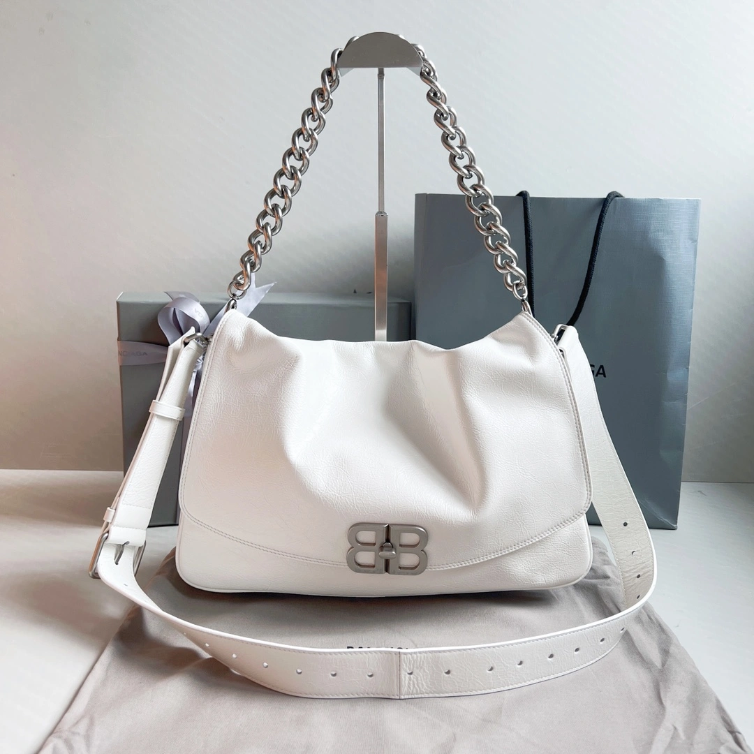 MoistureWicking Balenciaga BB  Series Large Oil-Wax White Bag 60899