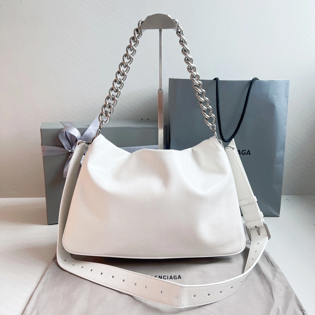 MoistureWicking Balenciaga BB  Series Large Oil-Wax White Bag 60899