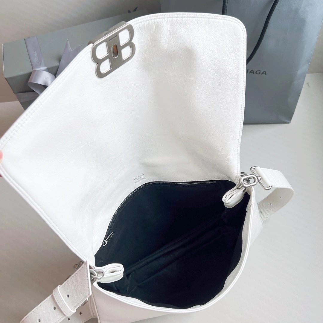 MoistureWicking Balenciaga BB  Series Large Oil-Wax White Bag 60899