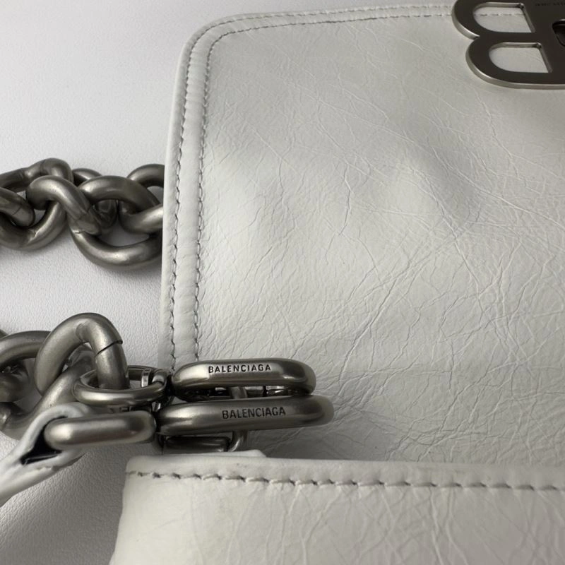 Sleek Balenciaga BB  Small White Underarm Bag with Chain Strap 75270