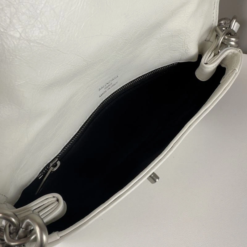 Sleek Balenciaga BB  Small White Underarm Bag with Chain Strap 75270