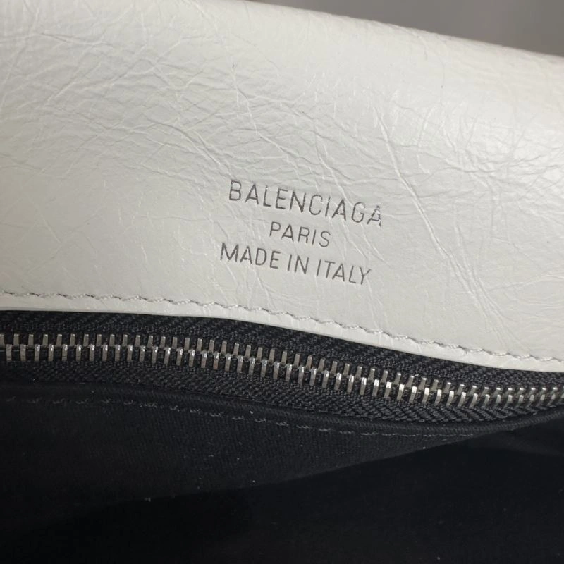 Sleek Balenciaga BB  Small White Underarm Bag with Chain Strap 75270