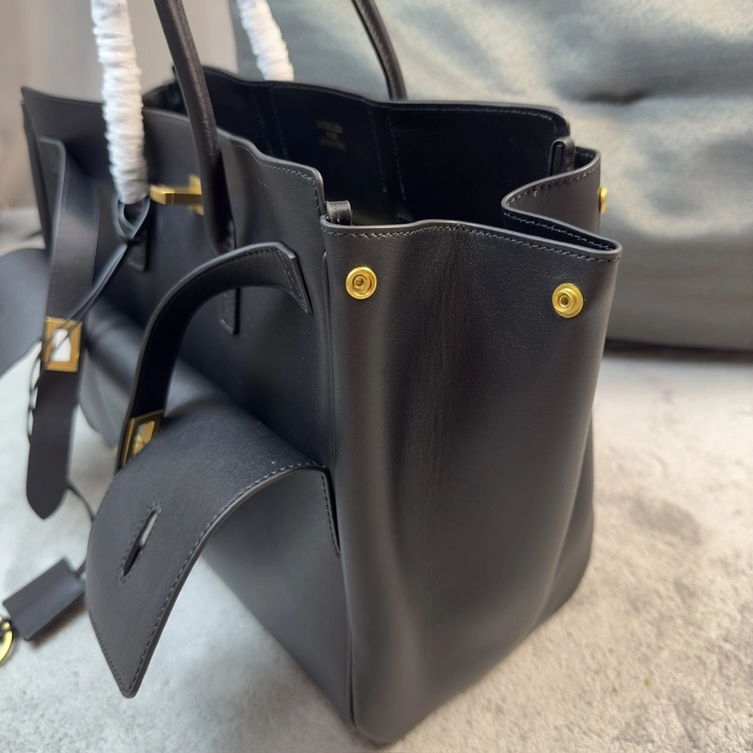 Resilient Balenciaga Bel-Air  Calfskin Bag with Iconic Square Lock 64666