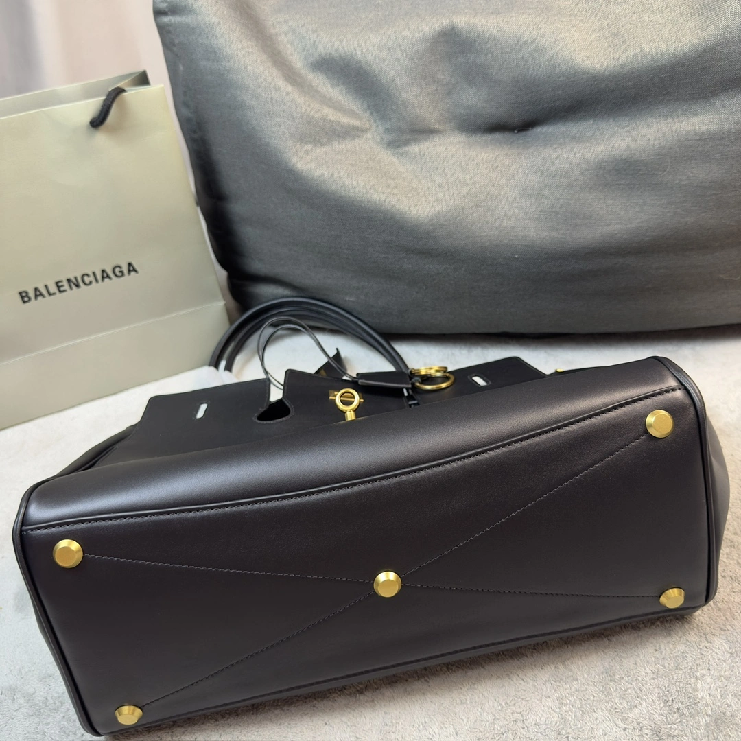 Resilient Balenciaga Bel-Air  Calfskin Bag with Iconic Square Lock 64666