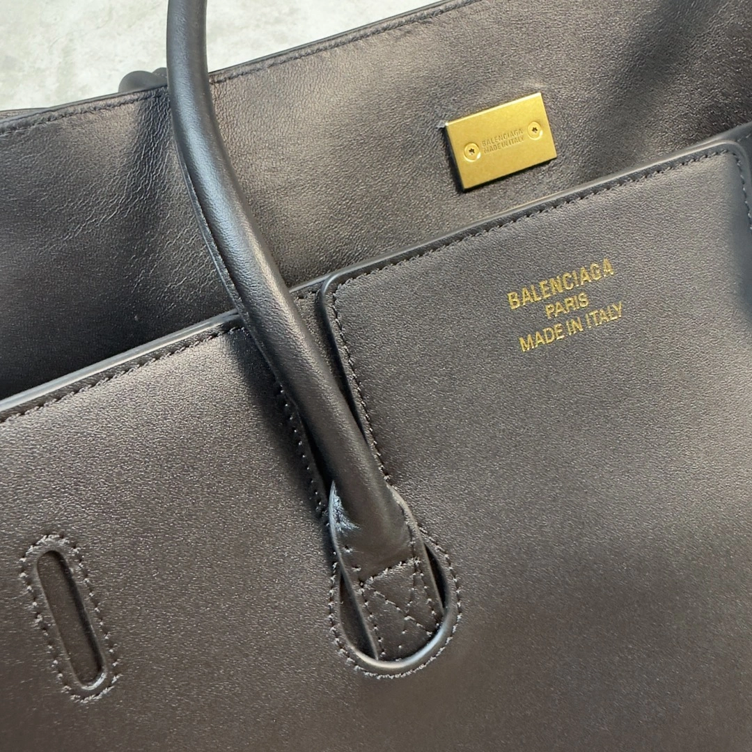 Resilient Balenciaga Bel-Air  Calfskin Bag with Iconic Square Lock 64666