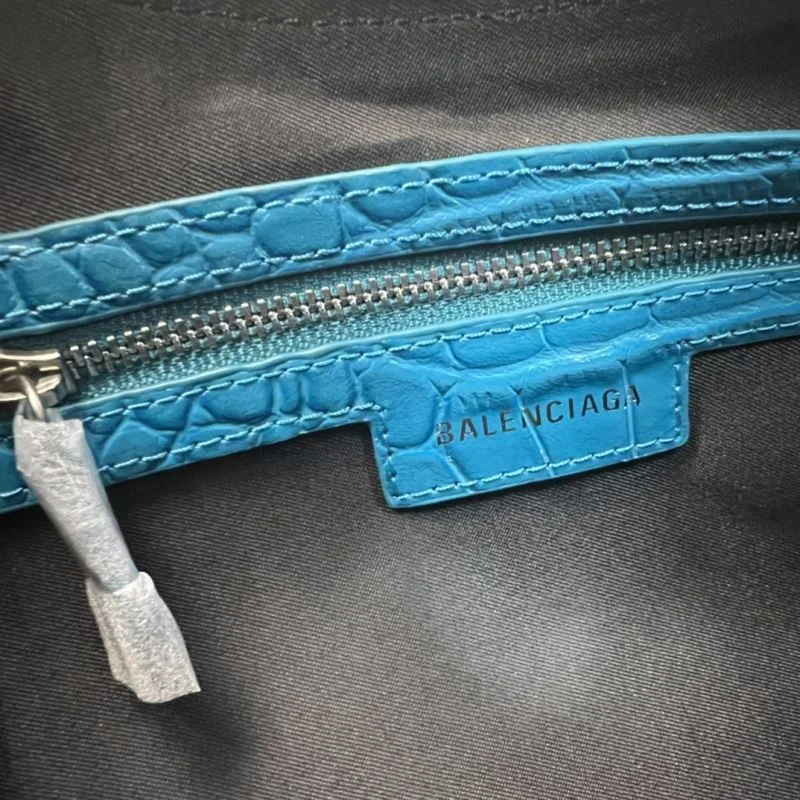 Seasonal Balenciaga Big Blue Crocodile Half-Moon Motorcycle Style Dumpling Bag 38353