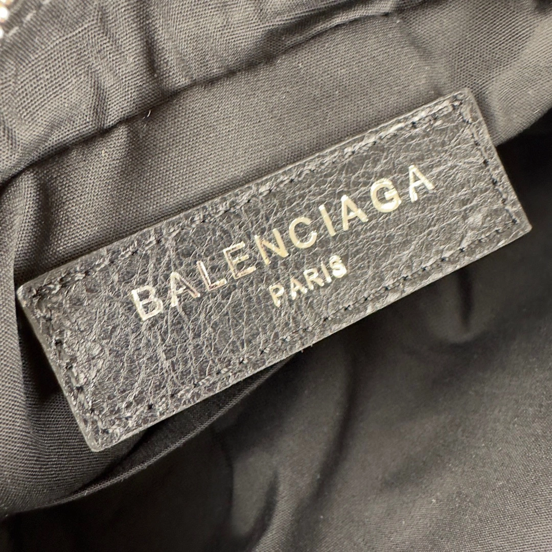 TravelReady Balenciaga Black Cracked Lambskin Motorcycle Chest Bag 60851