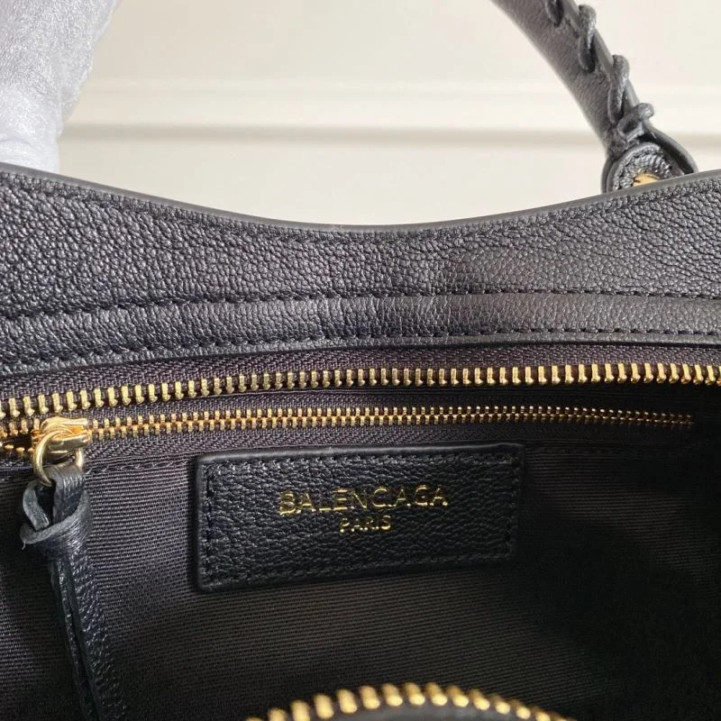 TravelReady Balenciaga Black Goat Leather Motorcycle Bag with Gold Studs 38309