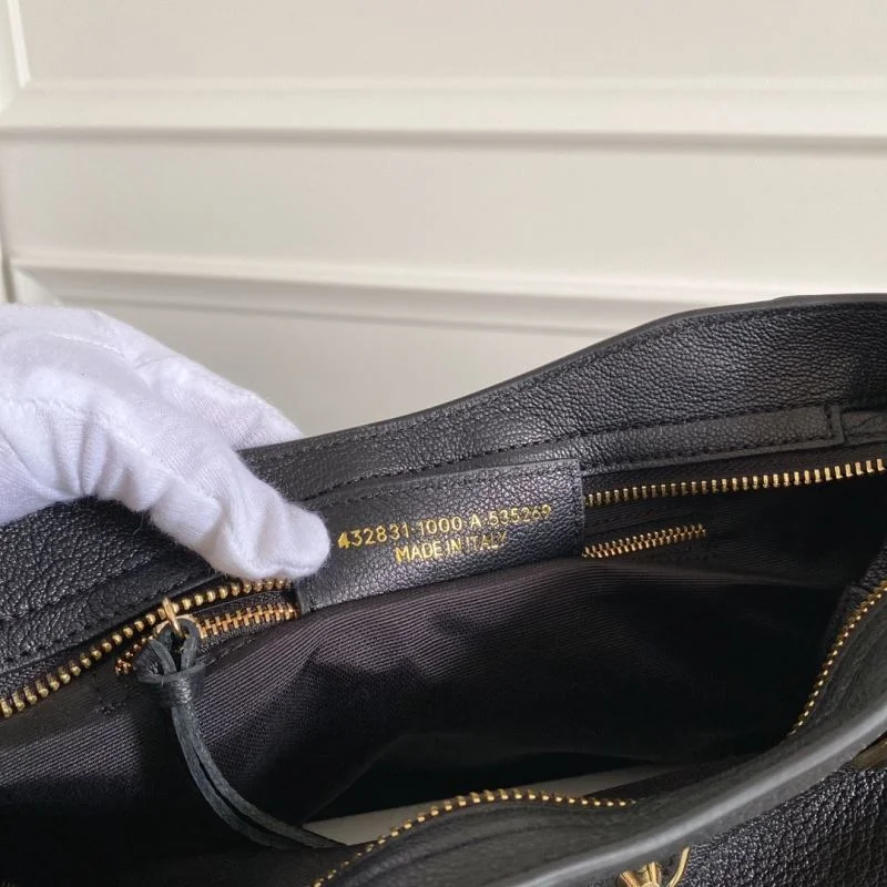 TravelReady Balenciaga Black Goat Leather Motorcycle Bag with Gold Studs 38309