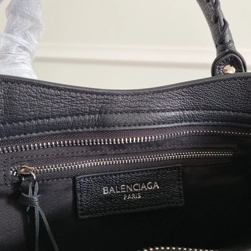 SoftTouch Balenciaga Black Goat Leather Motorcycle Bag with Silver Studs 38306