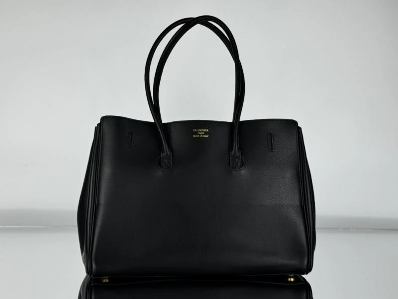 Upgraded Balenciaga Black Gold Bel-Air Oversized  Calfskin Bag 67012