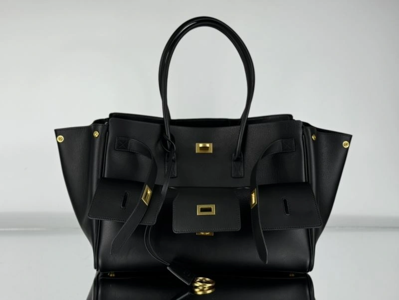 Upgraded Balenciaga Black Gold Bel-Air Oversized  Calfskin Bag 67012