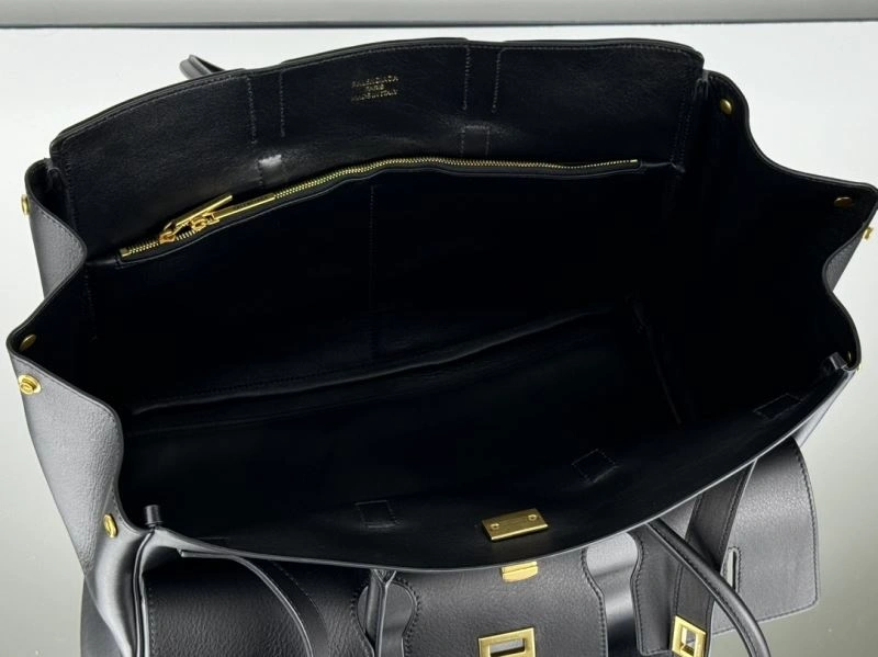 Upgraded Balenciaga Black Gold Bel-Air Oversized  Calfskin Bag 67012