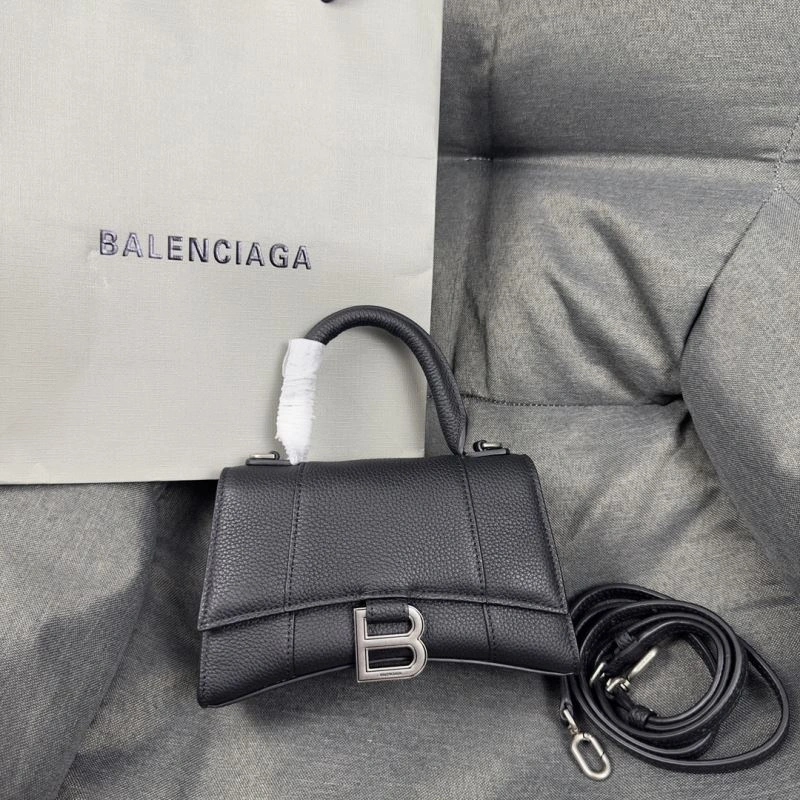 Balenciaga Black Lychee Hourglass XS Bag with Arc Design FashionForward 69982