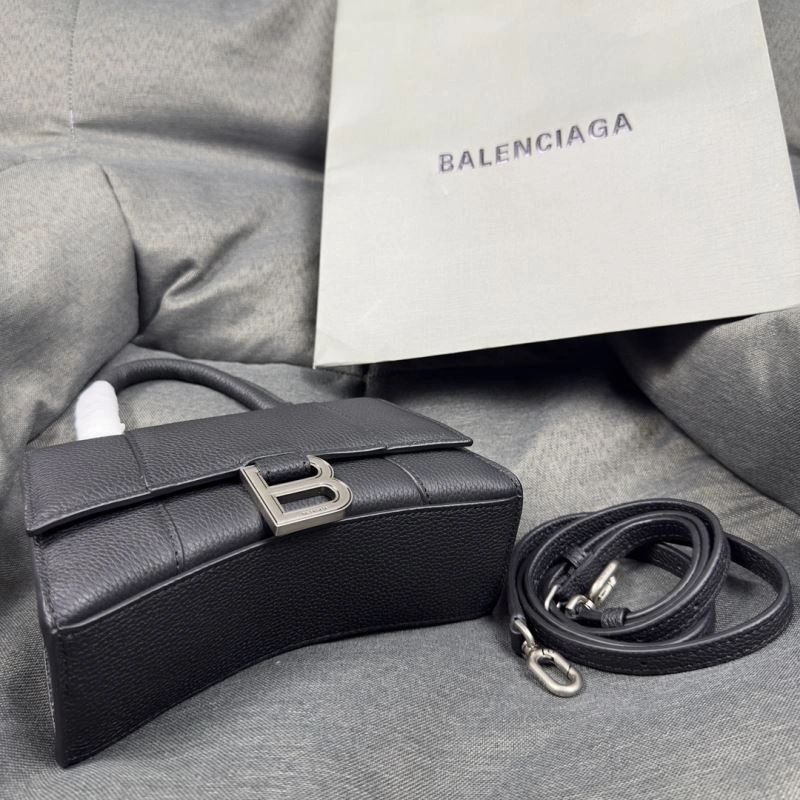 Balenciaga Black Lychee Hourglass XS Bag with Arc Design FashionForward 69982