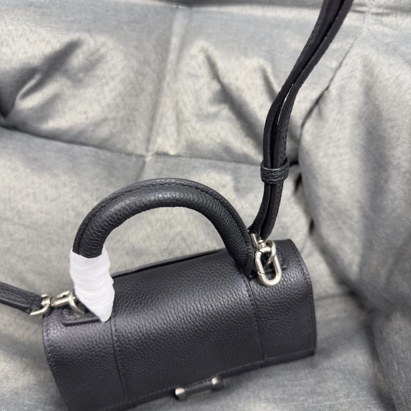Balenciaga Black Lychee Hourglass XS Bag with Arc Design FashionForward 69982