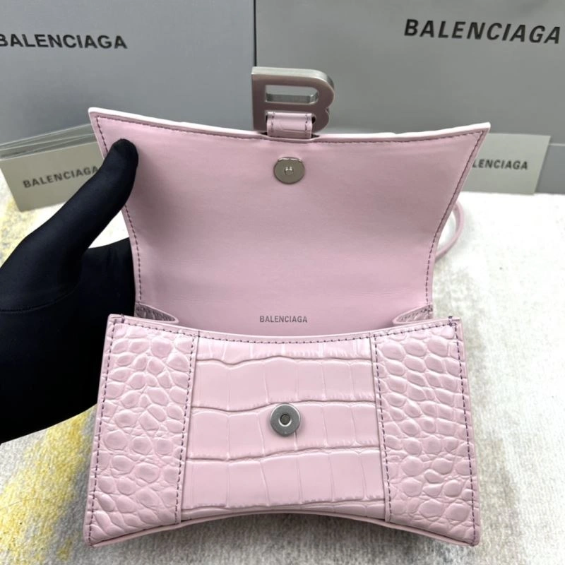 Balenciaga Blush Pink Crocodile Pattern Hourglass Bag XS Contemporary 78731
