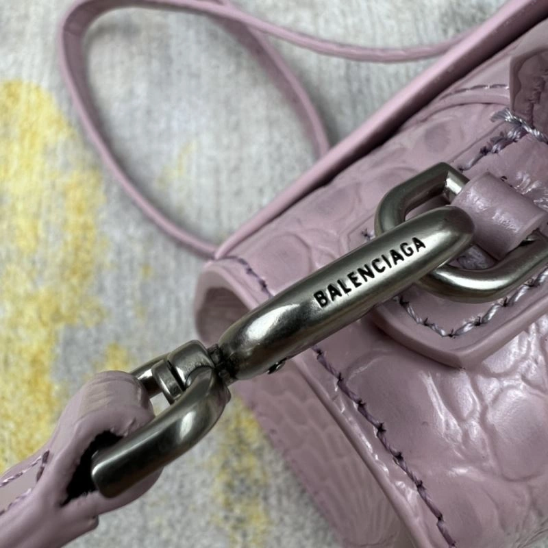 Balenciaga Blush Pink Crocodile Pattern Hourglass Bag XS Contemporary 78731